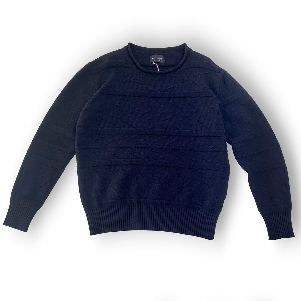Embroidered Wool Sweater - Blue Line