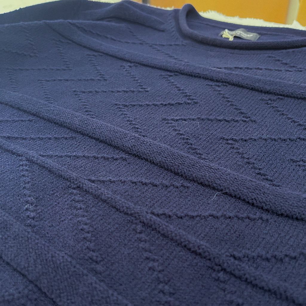 Embroidered Wool Sweater - Blue Line