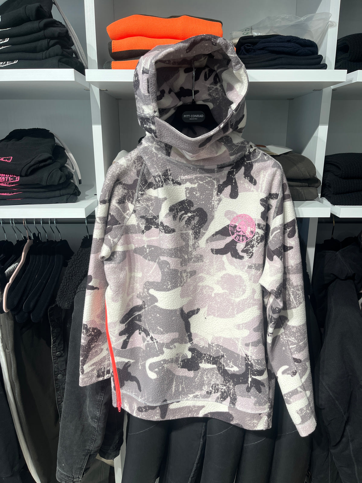 NINJA – Felpa a collo alto con cappuccio e zip laterale