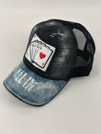 Cappellino trucker in denim ALL IN fatto a mano in Italia — Pitt Conrad