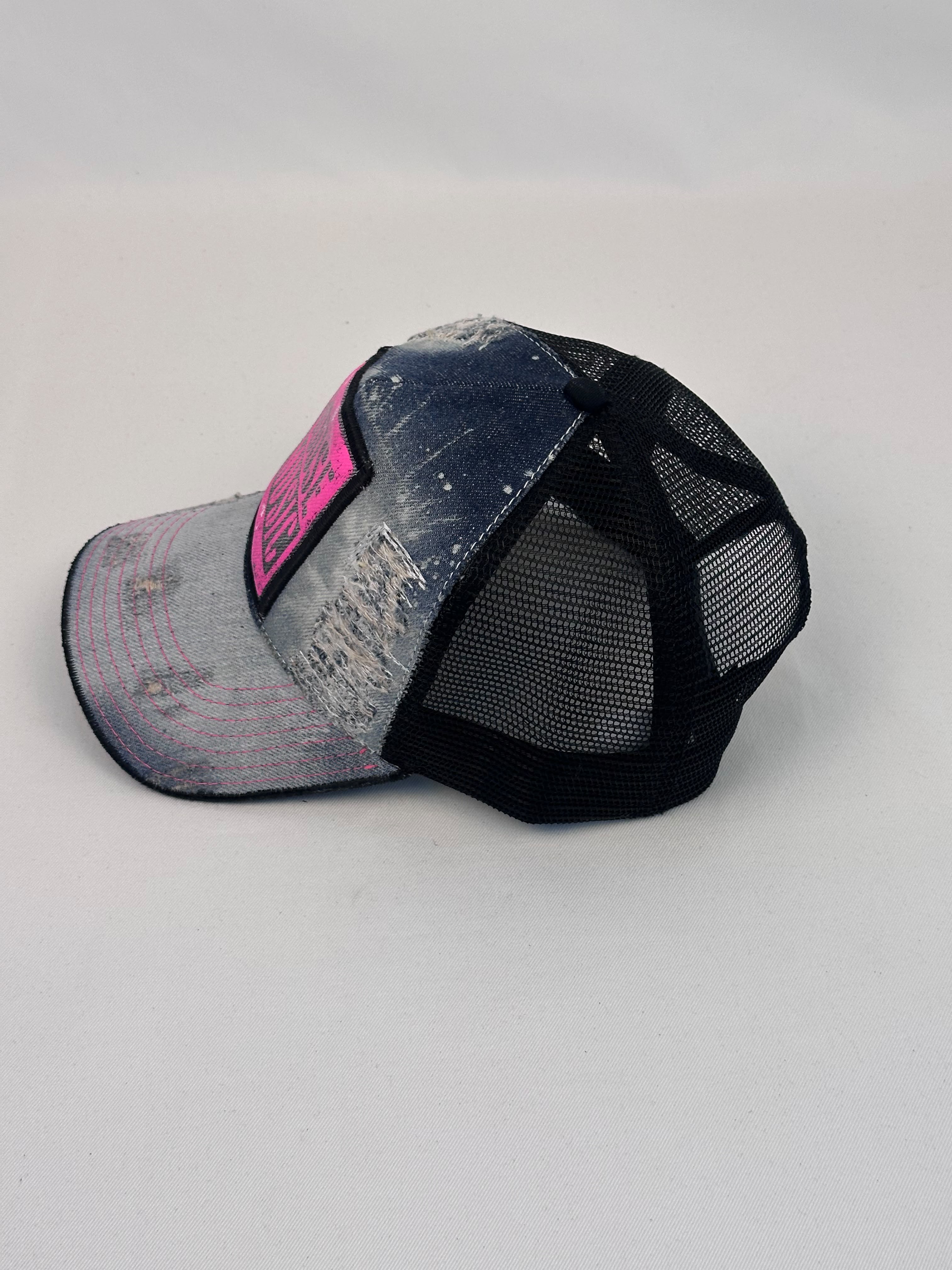 CHICAGO 85 PINK – Cappellino Trucker Denim Lavorato