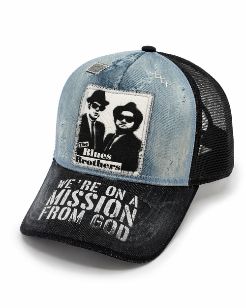 Cappellino trucker in denim Blues Brothers fatto a mano in Italia, in saldo — Pitt Conrad