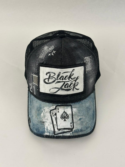 Cappellino trucker in denim Black Jack fatto a mano in Italia — Pitt Conrad