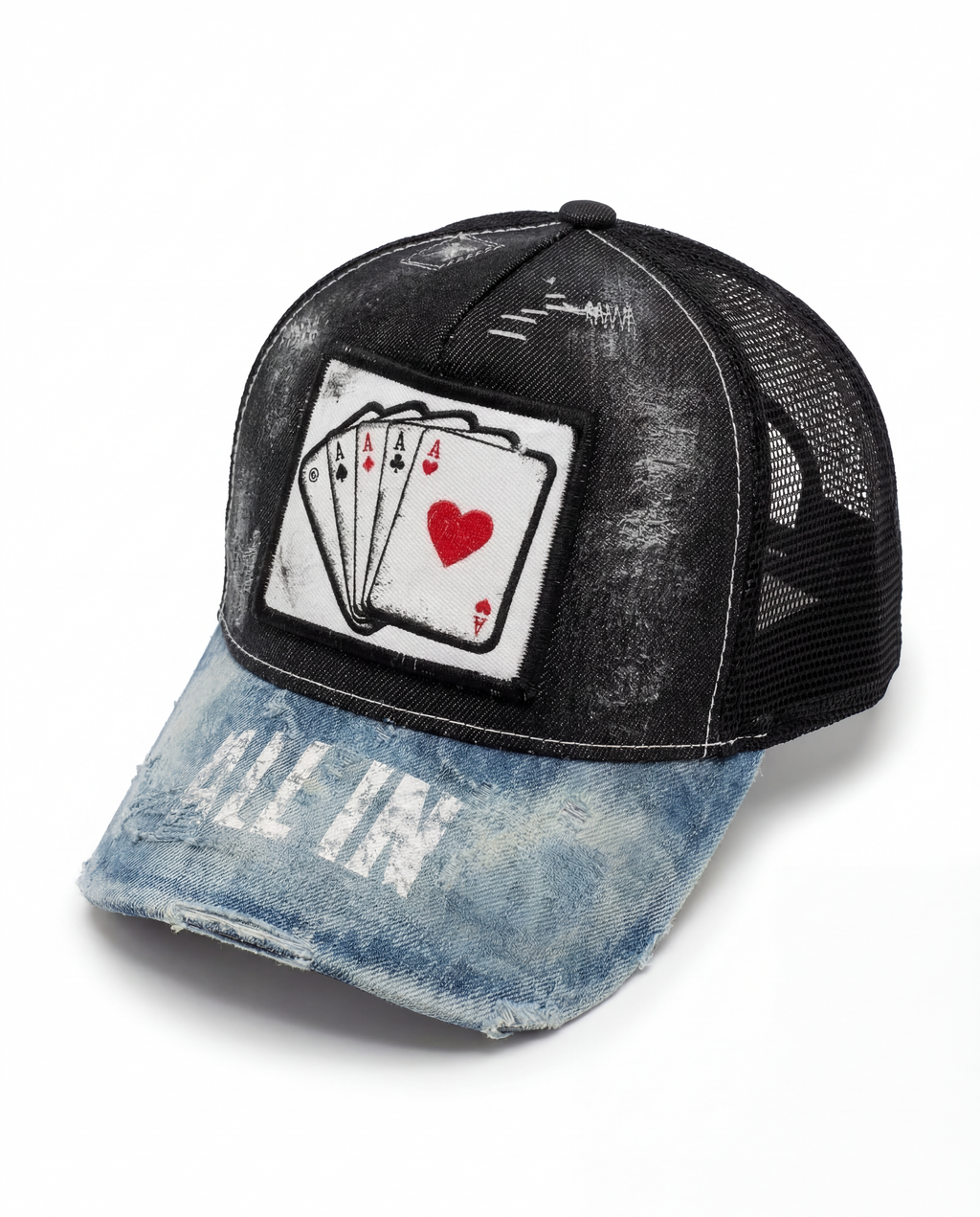Cappellino trucker in denim ALL IN fatto a mano in Italia, in saldo — Pitt Conrad