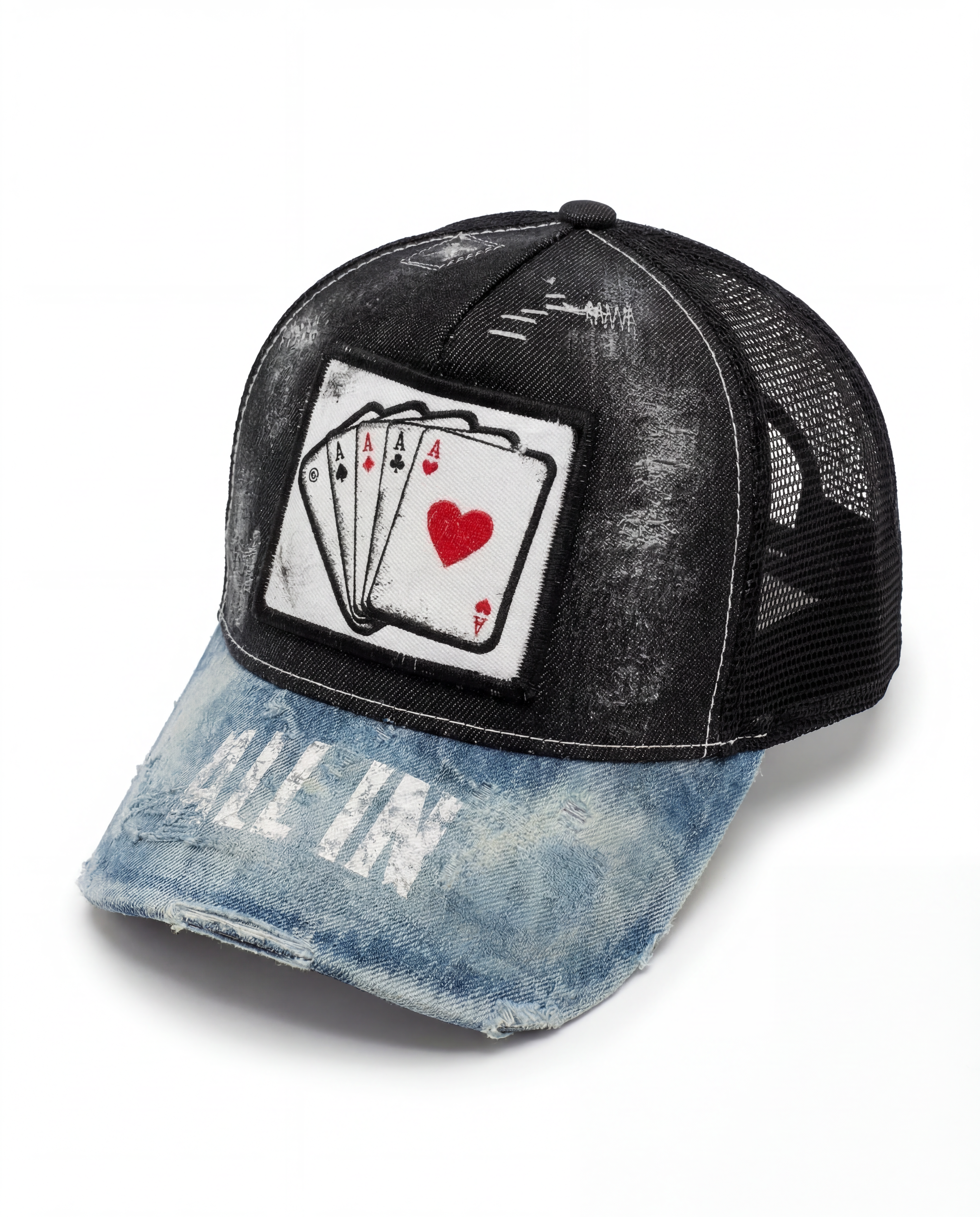 Cappellino trucker in denim ALL IN fatto a mano in Italia, in saldo — Pitt Conrad