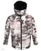 Giubbotto in Cotone – giubbotto imbottito camouflage rosa e grigio con cappuccio – foto prodotto, vista frontale
