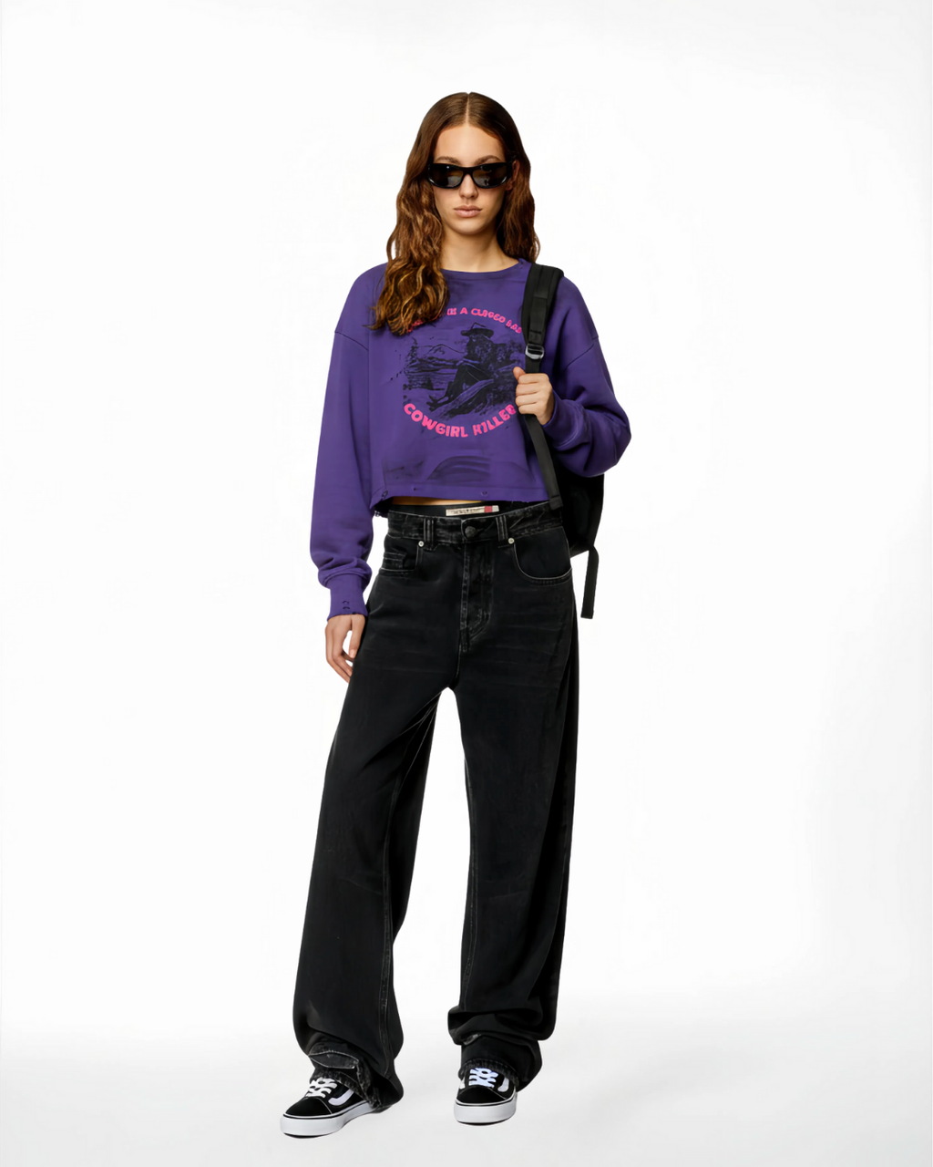 COWGIRL KILLER – Felpa crop in cotone, viola o bianca