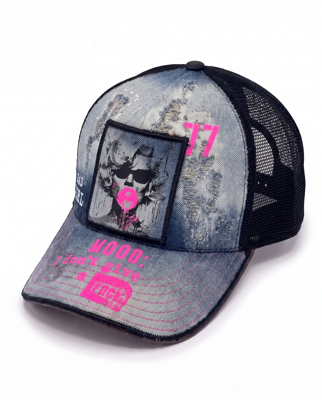 NEON 77 – Cappellino Trucker in Denim Consumato