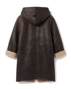 Cappotto shearling marrone con cappuccio – vista posteriore