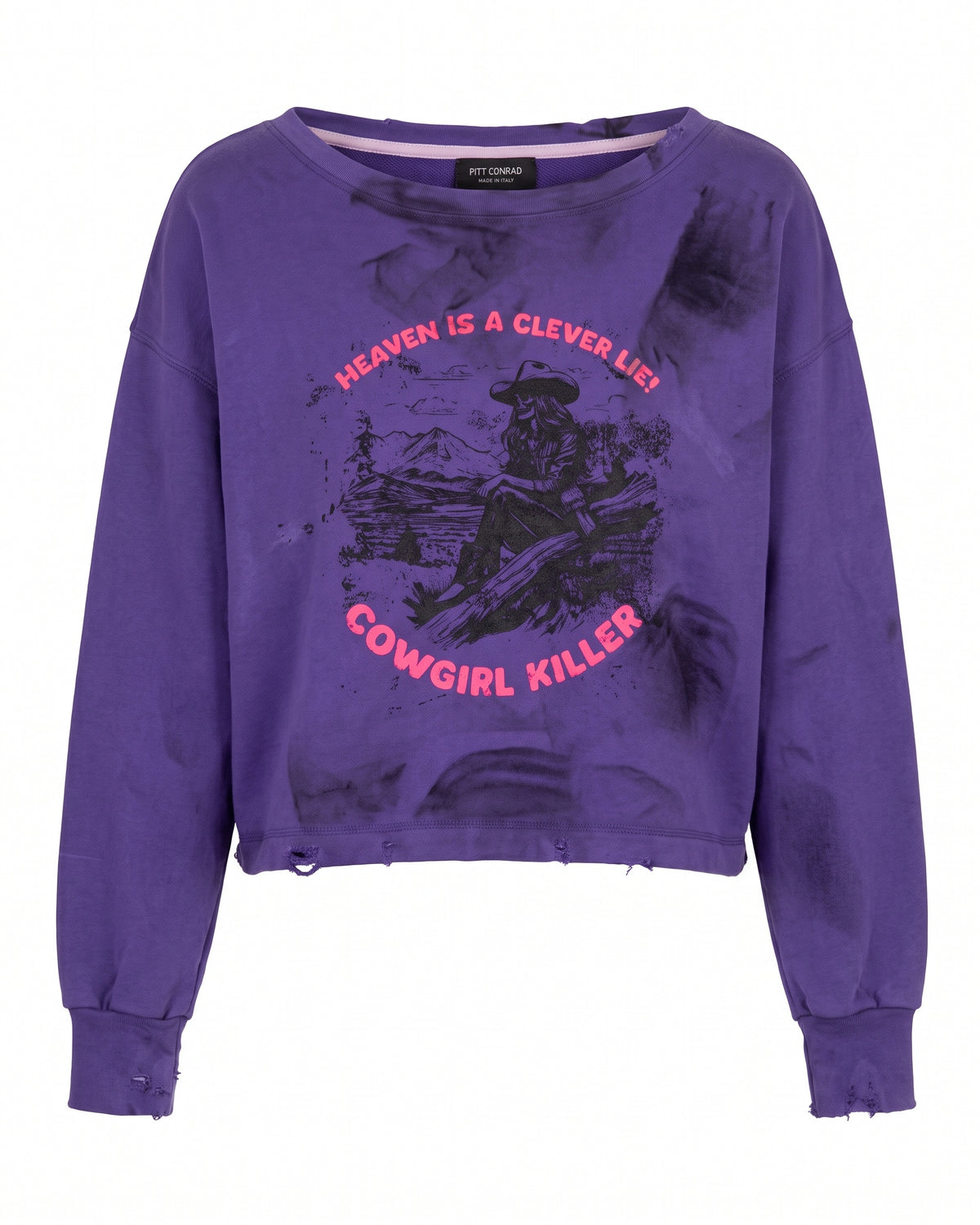 Felpa corta viola Cowgirl Killer – vista frontale