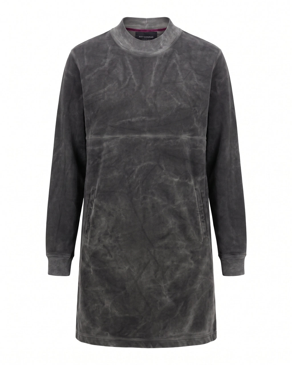 GRAFITE – Vestito in velluto lavato con piega sul retro – vista frontale