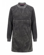 GRAFITE – Vestito in velluto lavato con piega sul retro – vista frontale