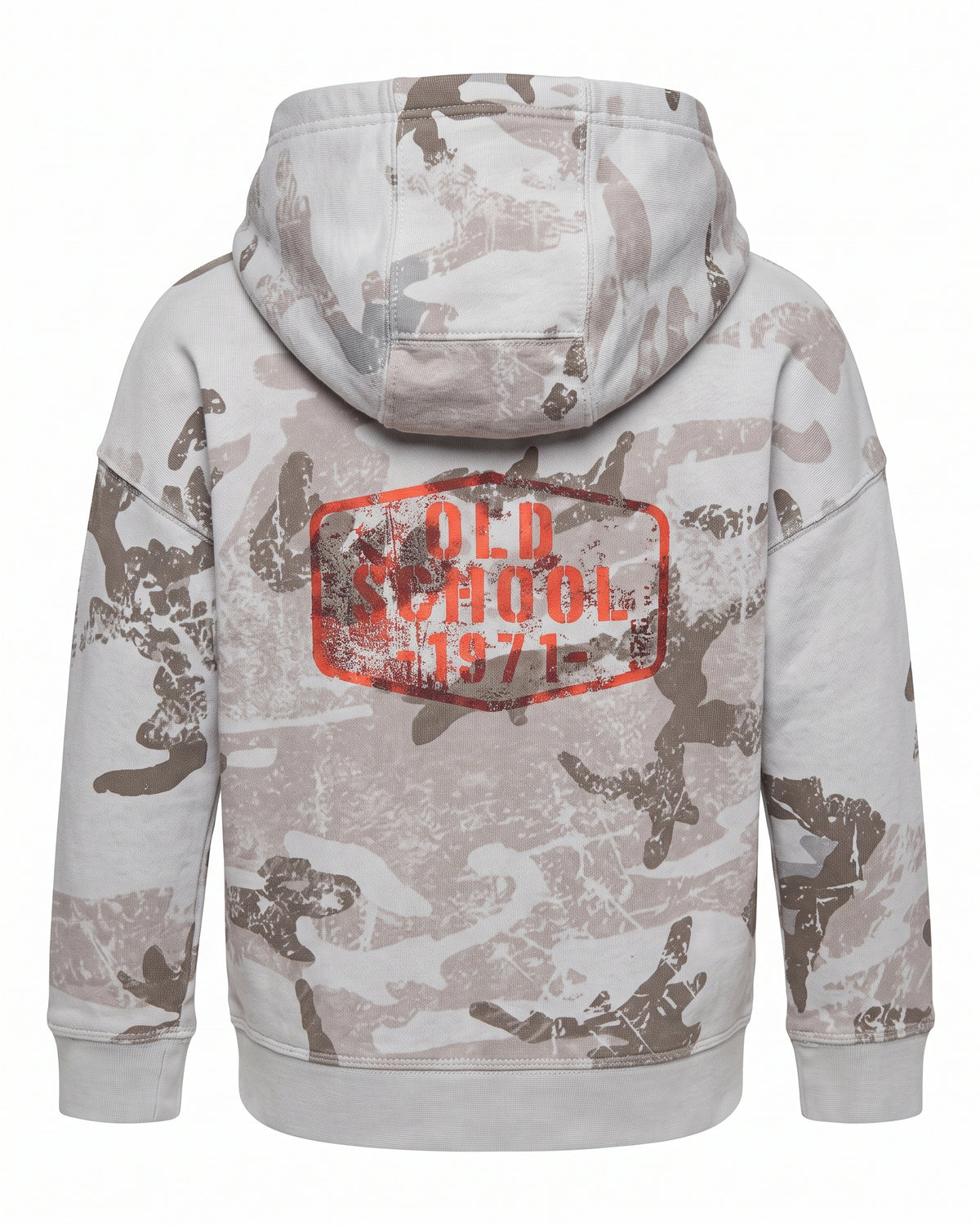 Felpa hoodie camouflage grigio chiaro zip arancione Old School 1971 – vista posteriore