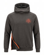 Felpa hoodie grigio antracite Old School 1971 con zip laterale arancione – vista frontale