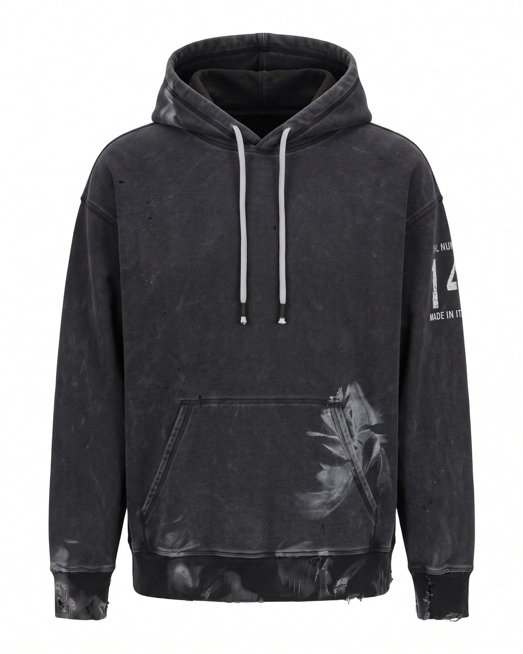 Felpa hoodie nera effetto lavato Pitt Conrad Fashion Academy – vista frontale