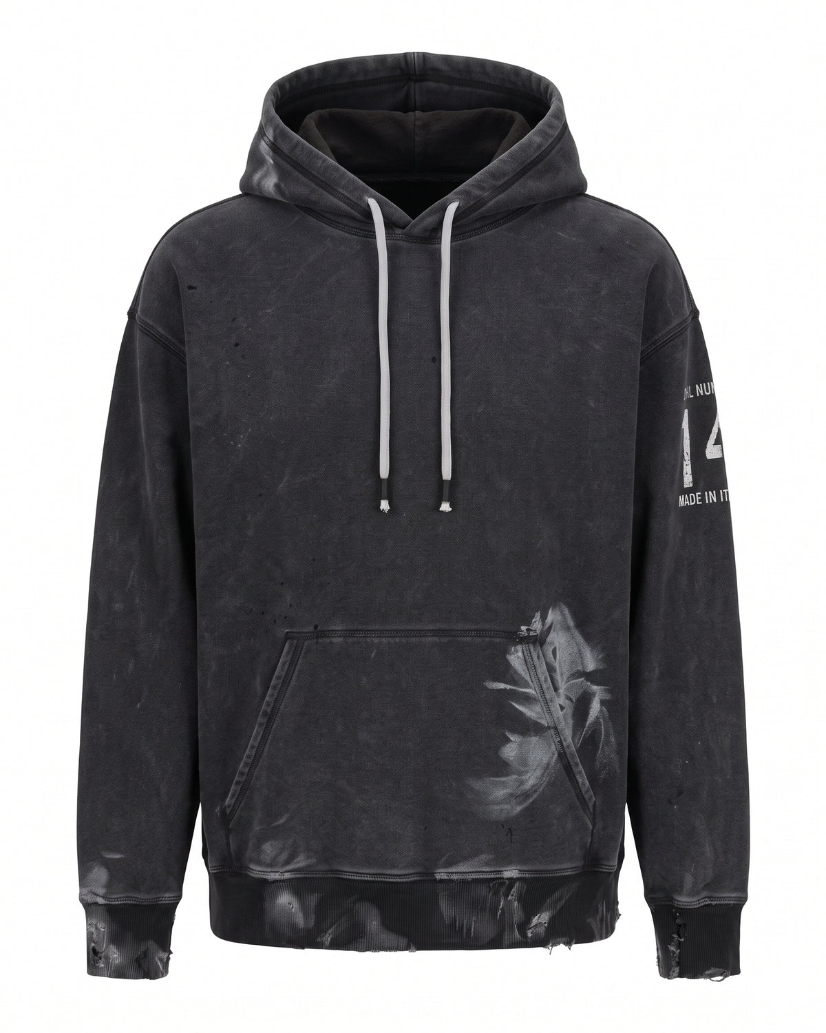Felpa hoodie nera effetto lavato Pitt Conrad Fashion Academy – vista frontale
