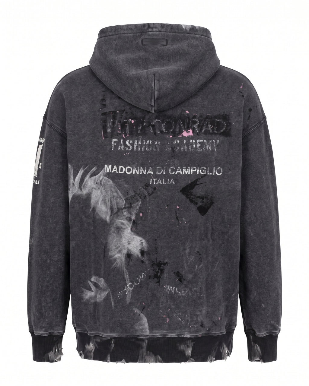 Felpa hoodie nera effetto lavato Pitt Conrad Fashion Academy – vista posteriore
