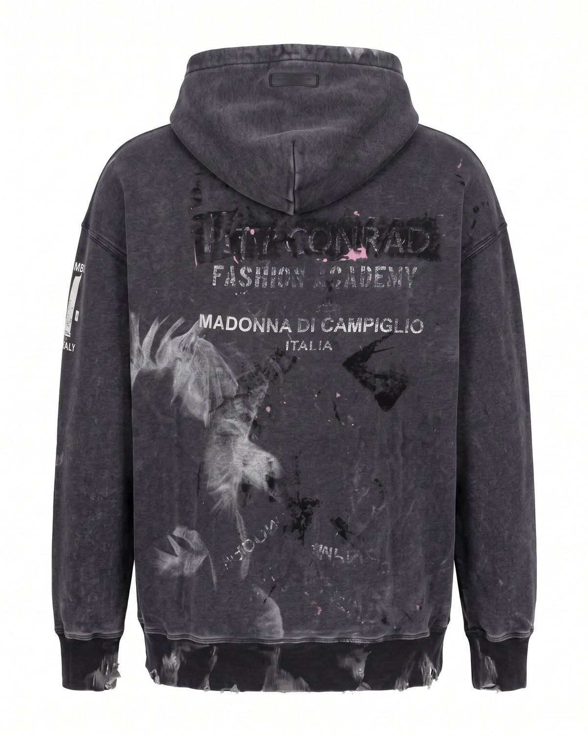 Felpa hoodie nera effetto lavato Pitt Conrad Fashion Academy – vista posteriore
