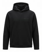 Felpa hoodie nera Made in Italy con zip laterali – vista frontale