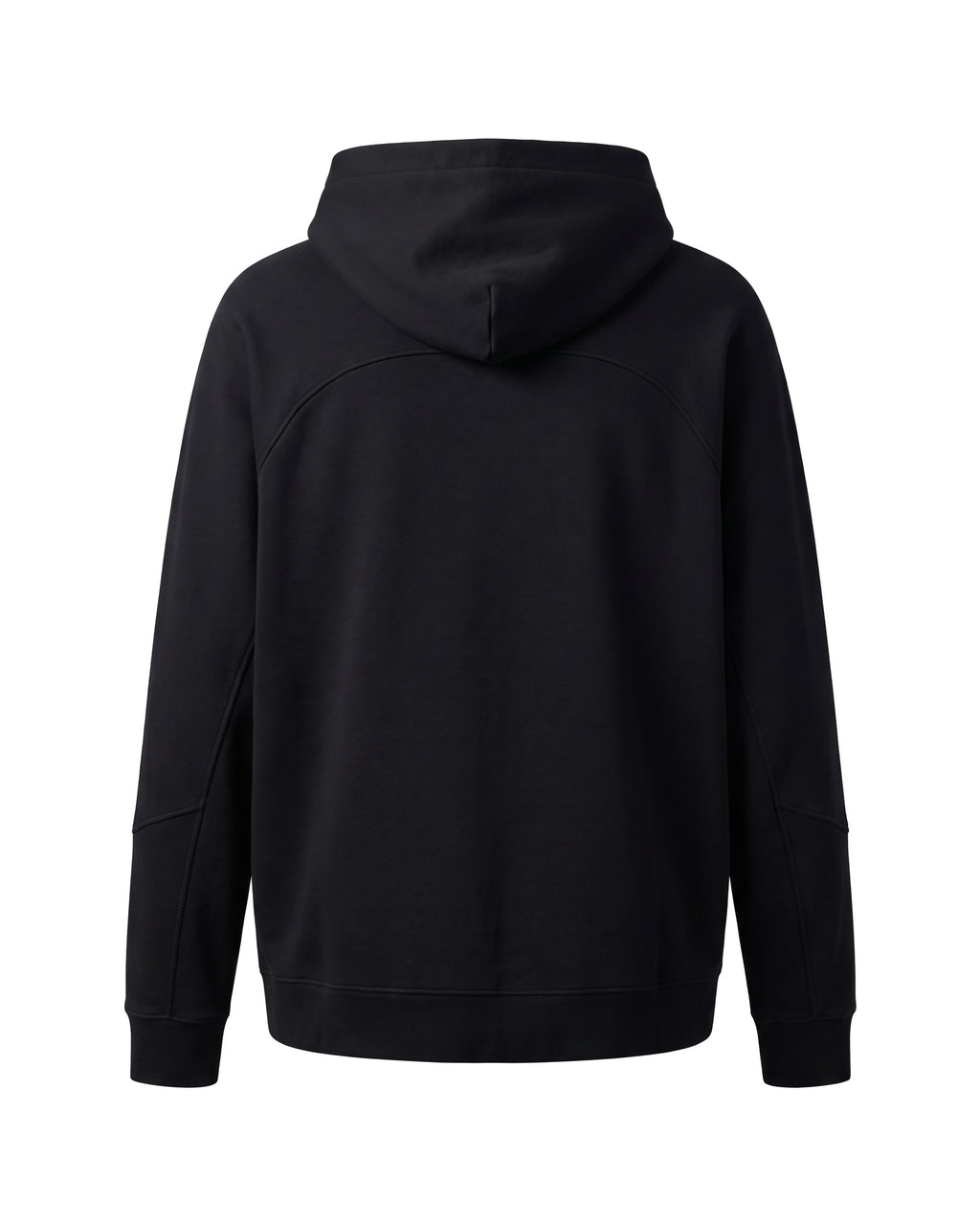 Felpa hoodie nera Made in Italy con zip laterali – vista posteriore