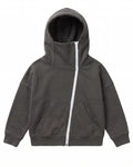 Felpa hoodie zip bambino grigio antracite Old School 1971 – vista frontale