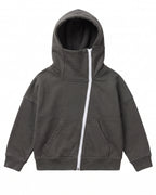 Felpa hoodie zip bambino grigio antracite Old School 1971 – vista frontale