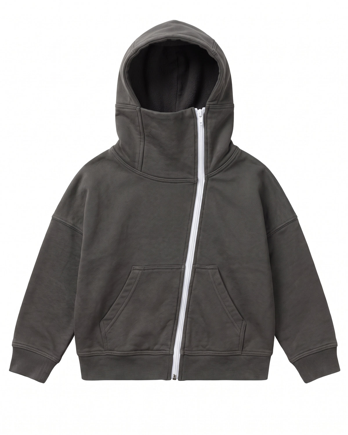 Felpa hoodie zip bambino grigio antracite Old School 1971 – vista frontale