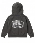 Felpa hoodie zip bambino grigio antracite Old School 1971 – vista posteriore
