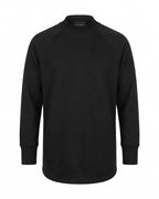 Felpa nera collo alto raglan longline – vista frontale