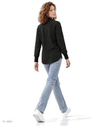 TUBELAR CLASSIC – felpa nera a collo alto raglan, indossata da una modella – vista posteriore
