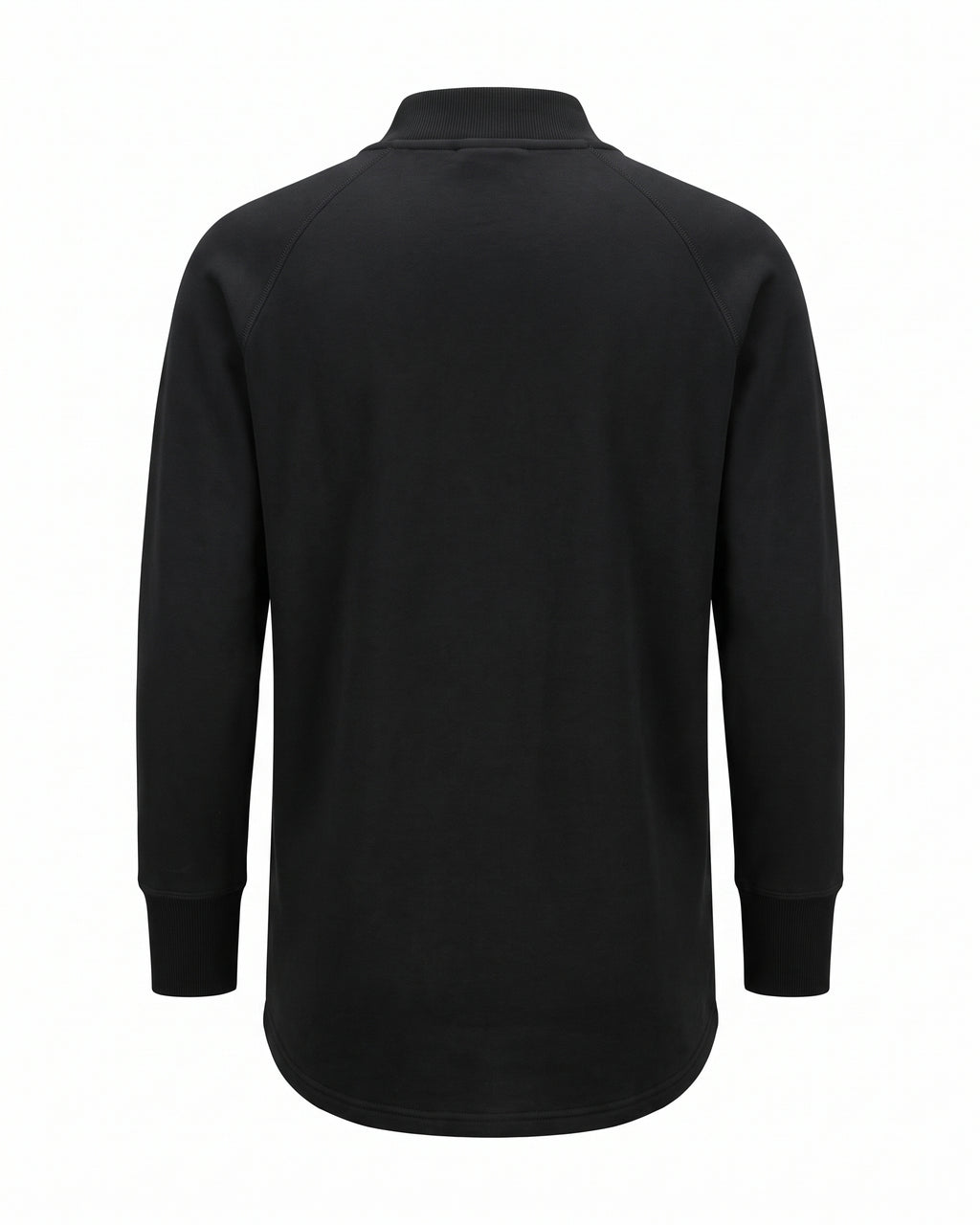Felpa nera collo alto raglan longline – vista posteriore