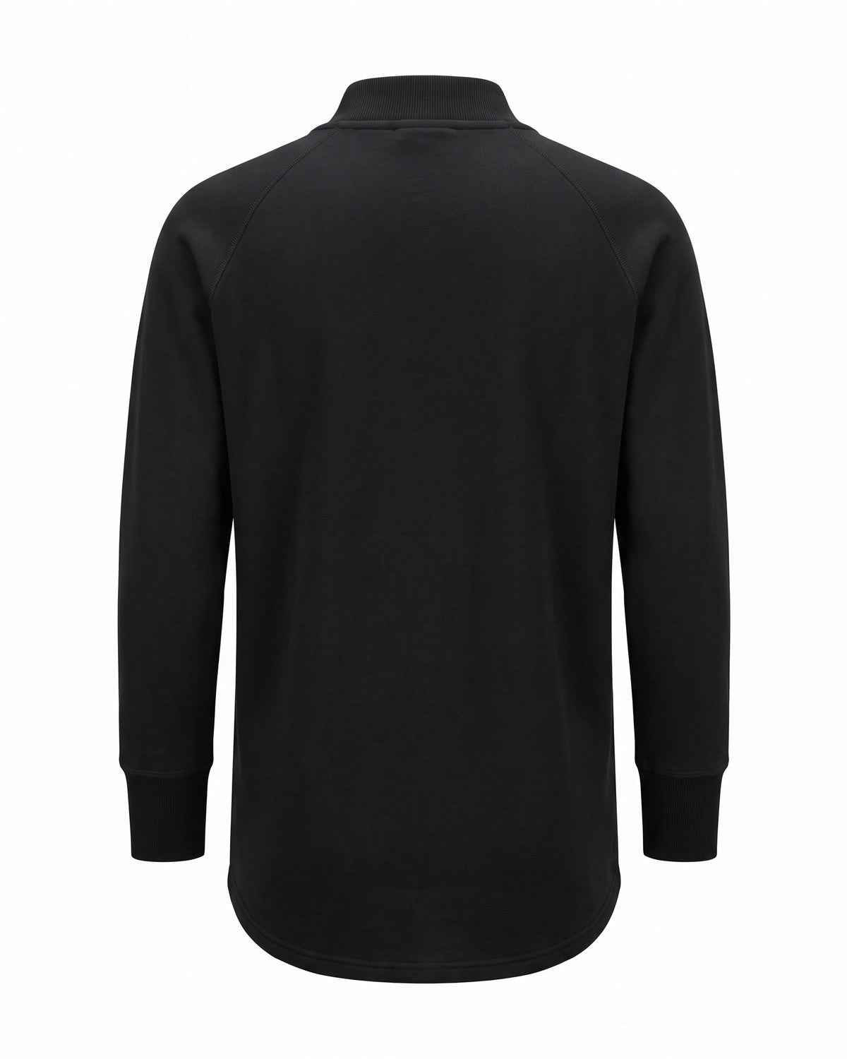 Felpa nera collo alto raglan longline – vista posteriore
