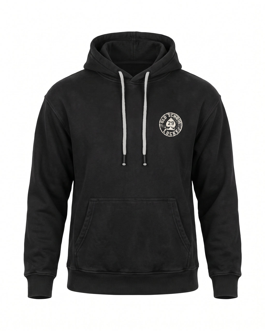 Felpa hoodie nera Old School 29 Lucky – vista frontale