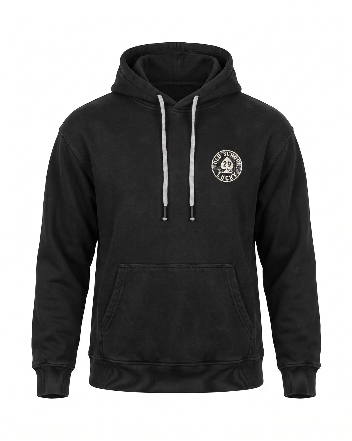 Felpa hoodie nera Old School 29 Lucky – vista frontale
