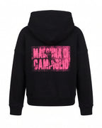 Felpa hoodie nera con zip asimmetrica rossa Madonna di Campiglio – vista posteriore