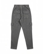 Jogger cargo in felpa grigio antracite slavato con zip frontale – vista posteriore