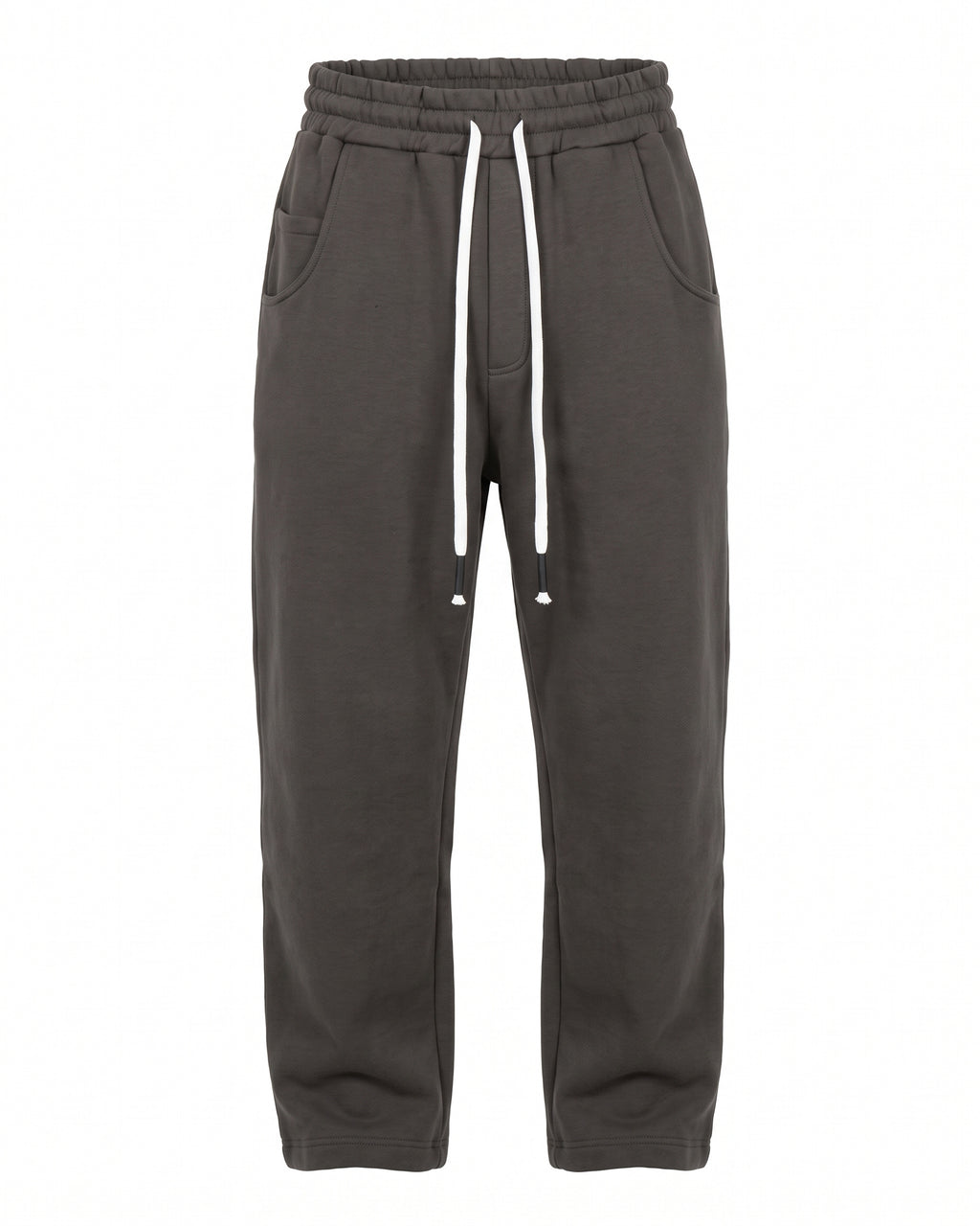 Jogger felpa grigio antracite con coulisse bianca – vista frontale