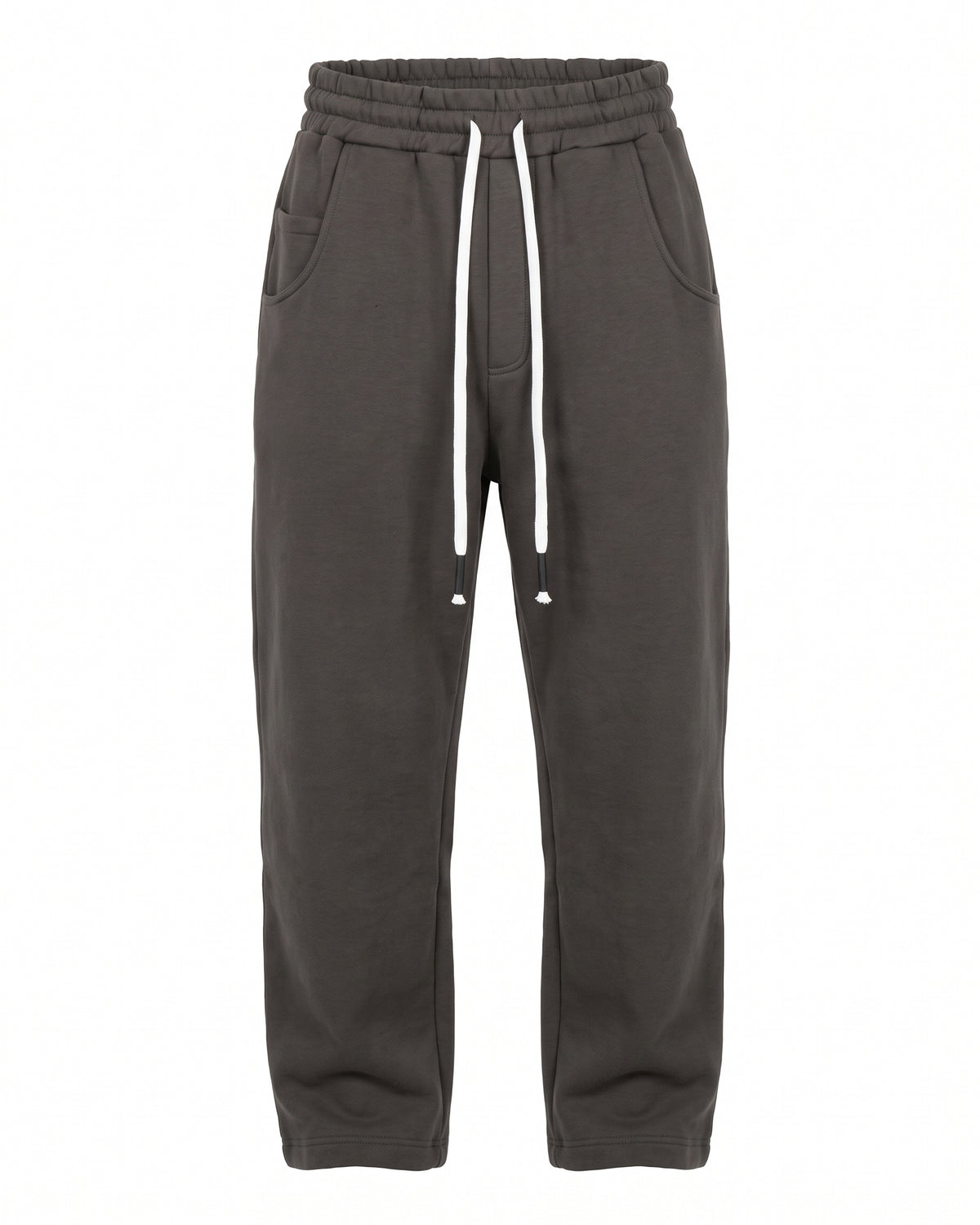 Jogger felpa grigio antracite con coulisse bianca – vista frontale