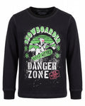 Maglia nera maniche lunghe Snowboarder Danger Zone – vista frontale