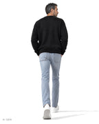 BLU DINNER – maglione girocollo nero oversize, indossato da un modello – vista posteriore