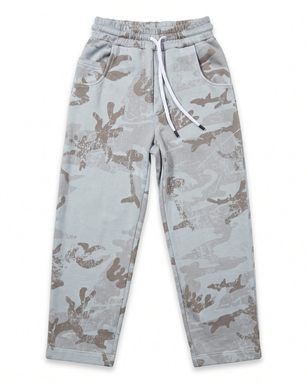 Pantaloni felpa camouflage grigio chiaro – vista frontale