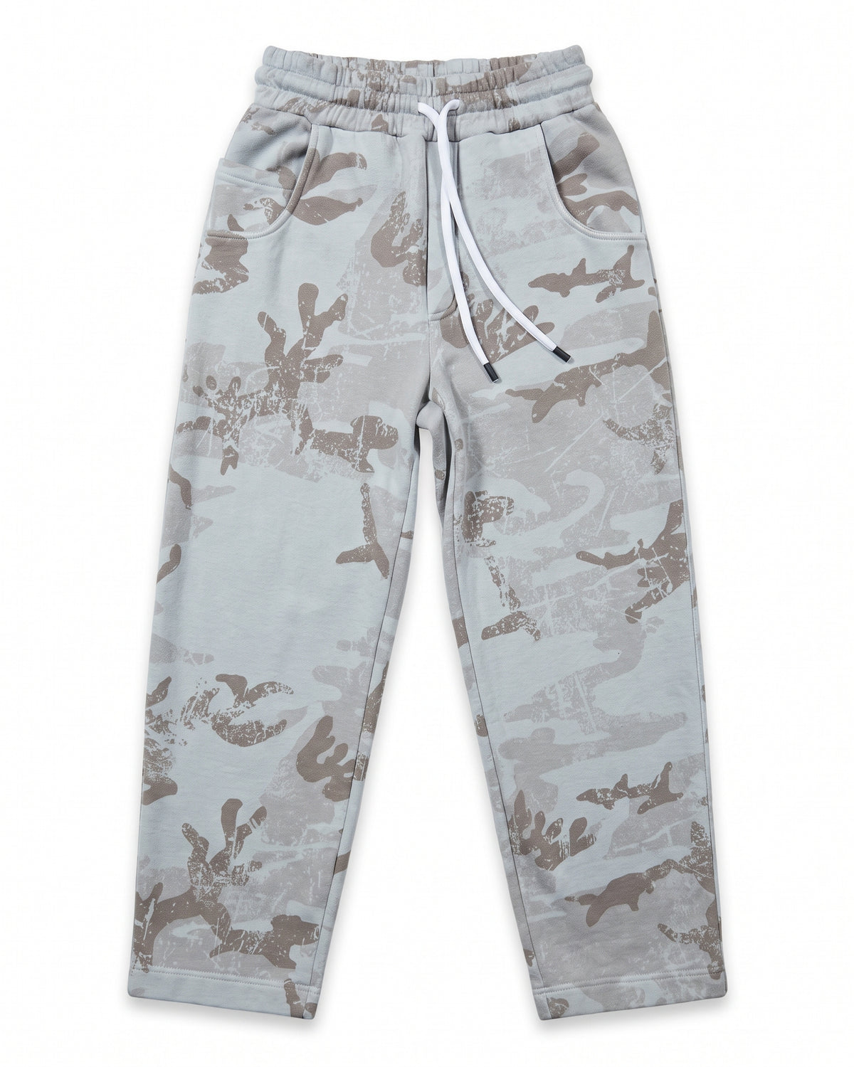 Pantaloni felpa camouflage grigio chiaro – vista frontale