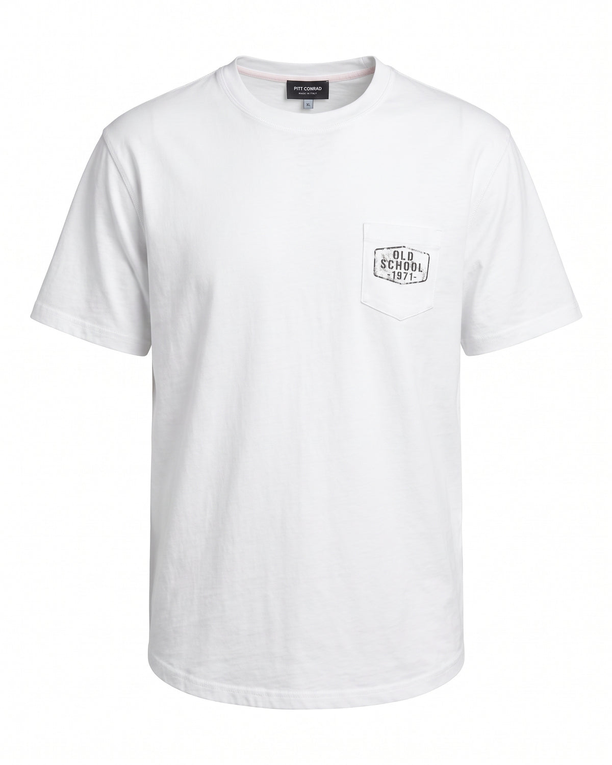 T-shirt bianca con taschino Old School 1971 – vista frontale