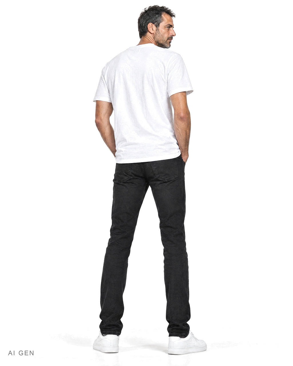 OLD SCHOOL 1971 POCKET – t-shirt bianca con taschino, indossata da un modello – vista posteriore