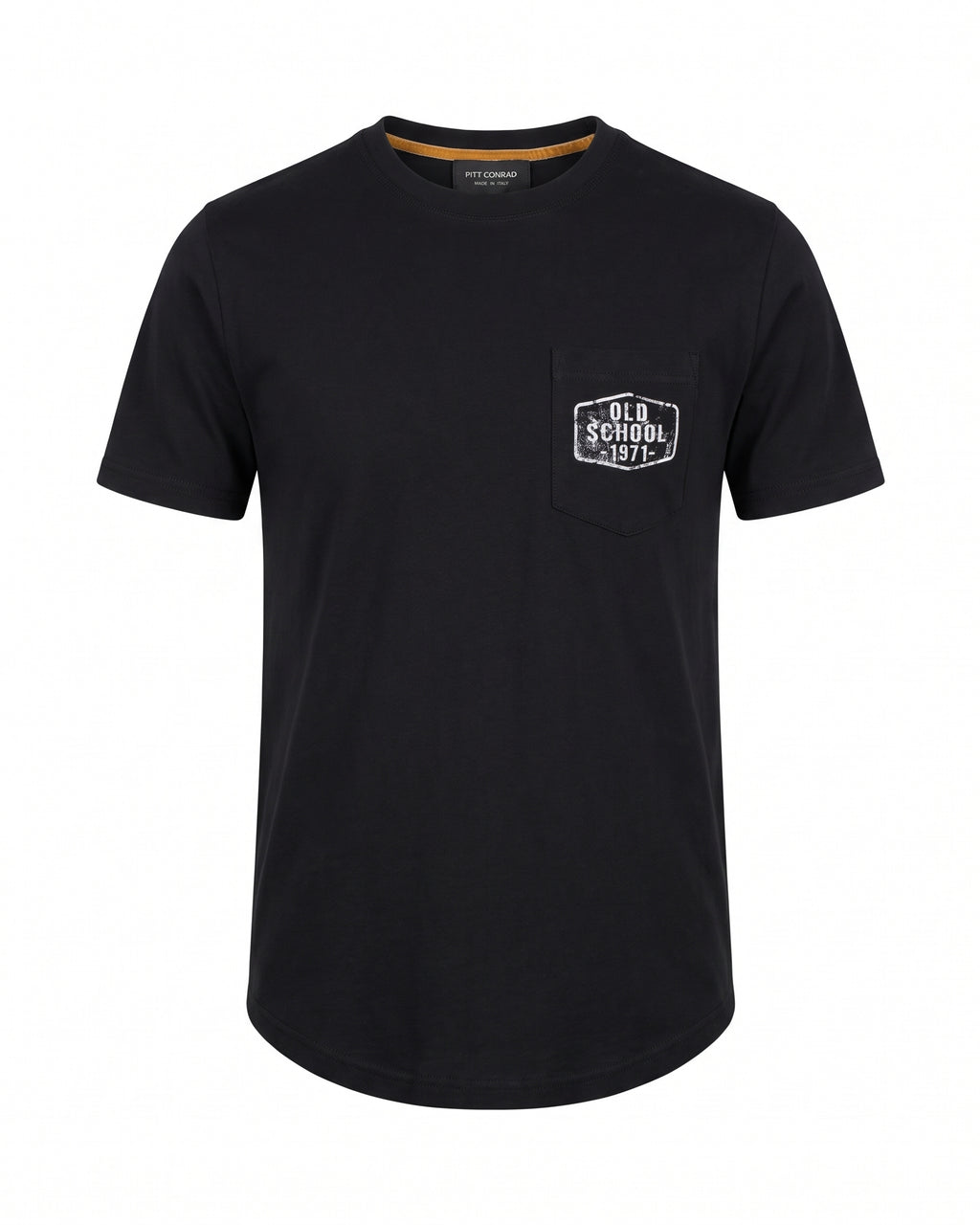 T-shirt nera con taschino Old School 1971 – vista frontale