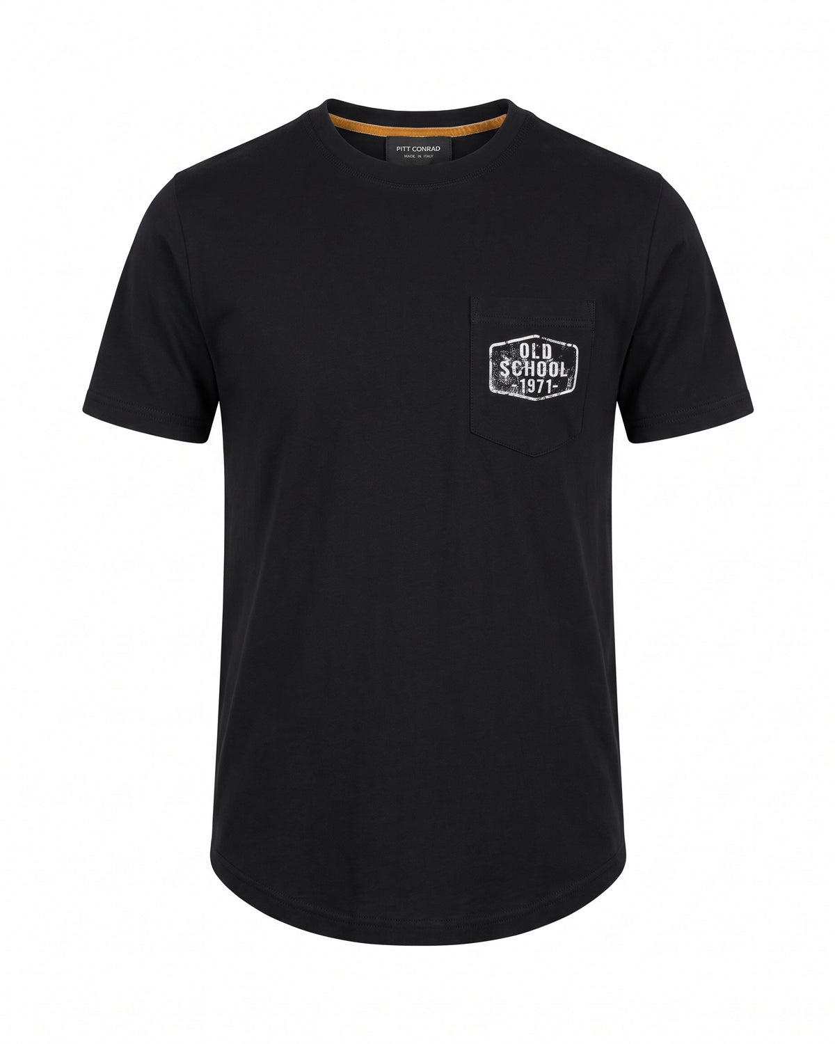 T-shirt nera con taschino Old School 1971 – vista frontale