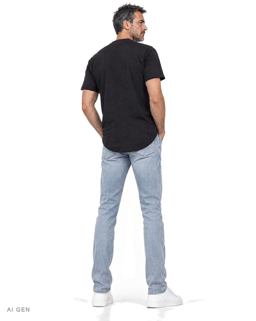 OLD SCHOOL 1971 POCKET – t-shirt nera con taschino, indossata da un modello – vista posteriore