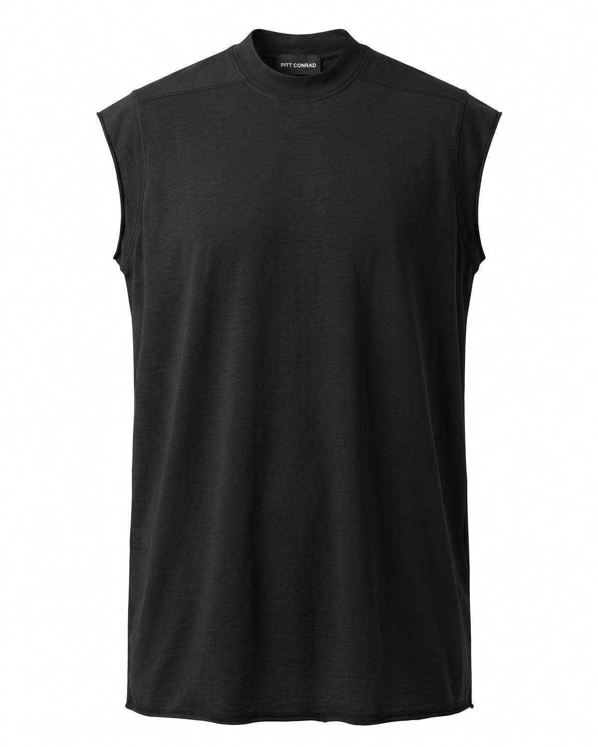 T-shirt smanicata oversize nera collo alto Pitt Conrad – vista frontale