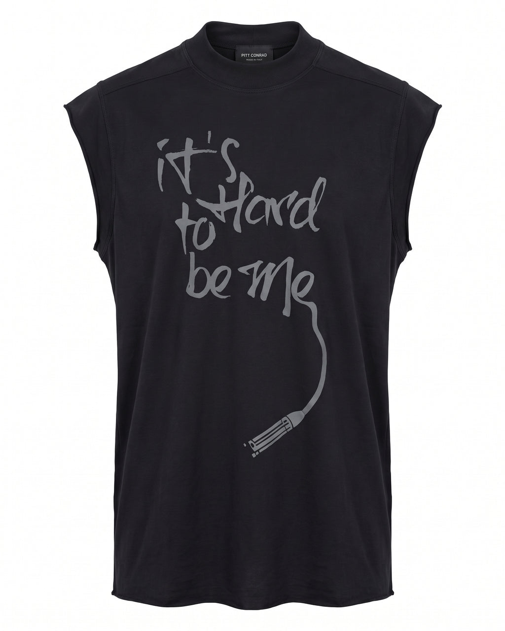 T-shirt smanicata lunga nera It's Hard to Be Me – vista frontale