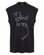 T-shirt smanicata lunga nera It's Hard to Be Me – vista frontale